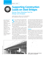 Cover of Research Pays Off: Supporting Construction Loads on Steel Bridges: Kansas Team Develops Tool for Design and Analysis