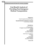 Cover of Cost Benefit Analysis of Providing Non-Emergency Medical Transportation