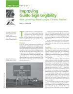 Cover of Research Pays Off: Improving Guide Sign Legibility: New Lettering Reads Larger, Clearer, Farther
