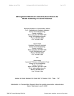 Cover of Development of Electrical Conductivity-Based Sensors for Health Monitoring of Concrete Materials
