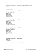 Cover of Measurement and Variability of Coefficient of Thermal Expansion for Concrete Pavements