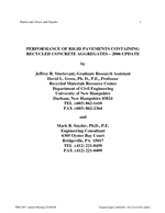Cover of Performance of Rigid Pavements Containing Recycled Concrete Aggregates: 2006 Update