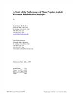 Cover of Performance of Three Popular Asphalt Pavement Rehabilitation Strategies