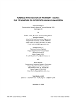 Cover of Forensic Investigation of Pavement Failures due to Moisture on Interstate Highways in Oregon
